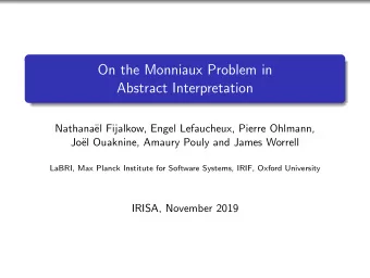 On the Monniaux Problem in  Abstract Interpretation  Nathana  el Fijalkow, Engel Lefaucheux,