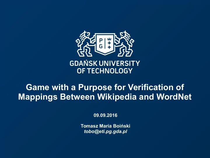 game with a purpose for verification of mappings between