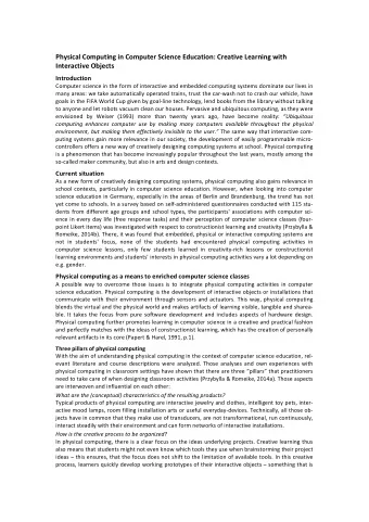 Physical  Computing  in  Computer  Science  Education:  Creative  Learning