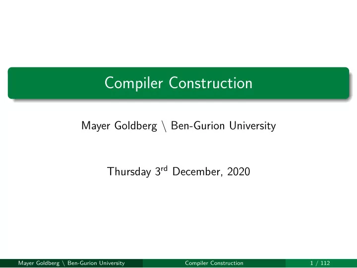 compiler construction