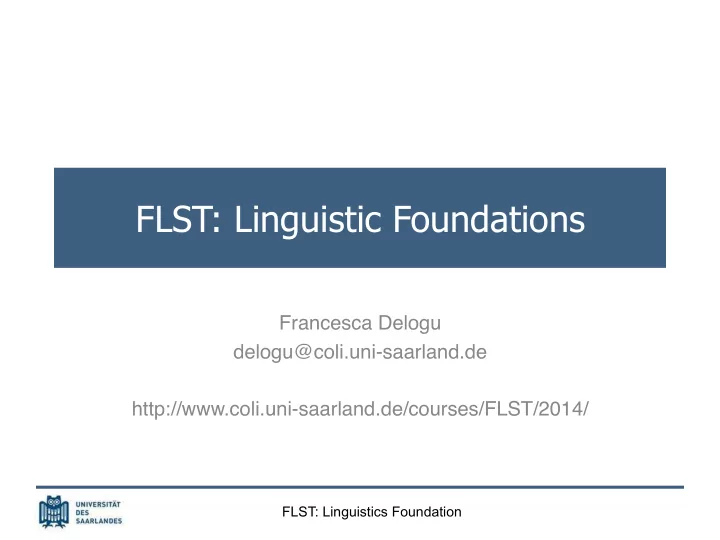 flst linguistic foundations