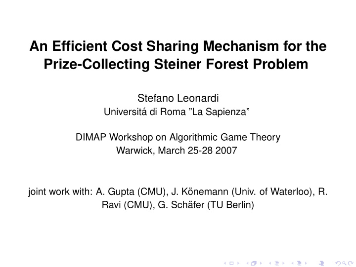 an efficient cost sharing mechanism for the prize