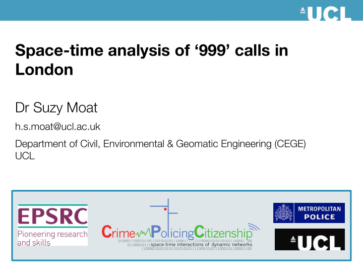 space time analysis of 999 calls in london