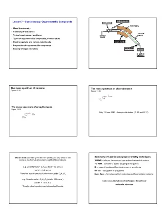 1  Typical Spectroscopy Problem Given:  C 10 H 12 O 3 and M + = 180.08  3H 1 H NMR (ppm) 3.36 (s,