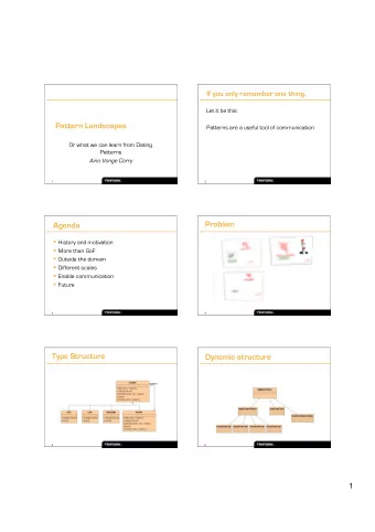 Pattern Landscapes  Patterns are a useful tool of communication  Or what we can learn from Dating