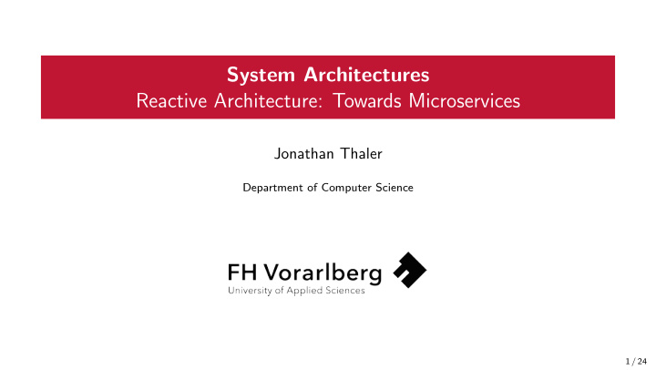 system architectures reactive architecture towards