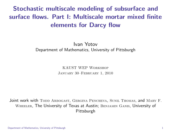 stochastic multiscale modeling of subsurface and surface