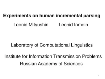 Institute for Information Transmission Problems  Russian Academy of Sciences  1 ETAP