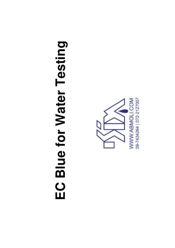 EC Blue for Water Testing  EC Blue for water testing  Can you detect contaminant (bacteria) from