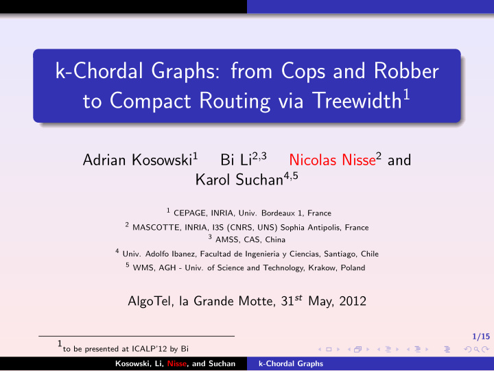 k chordal graphs from cops and robber