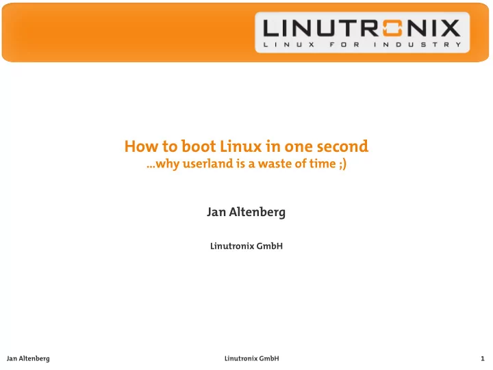how to boot linux in one second