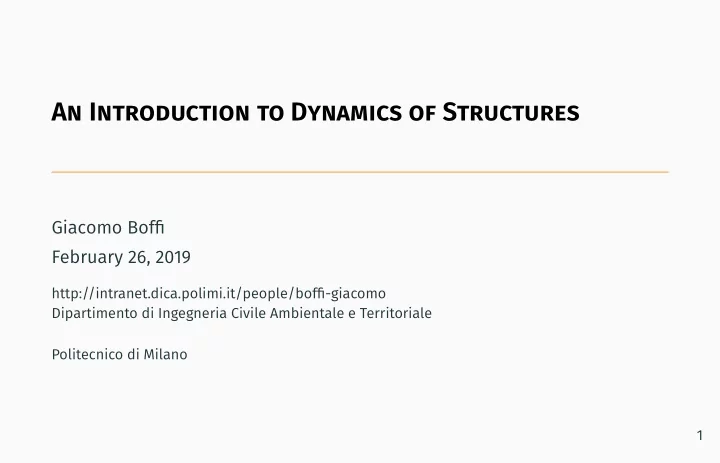 an introduction to dynamics of structures