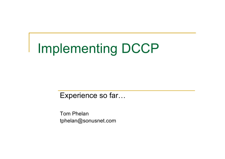 implementing dccp