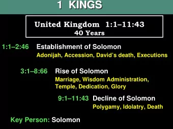 1  KINGS  1  KINGS  1  KINGS  United Kingdom  1:111:43  40 Years  1:12:46  Establishment of
