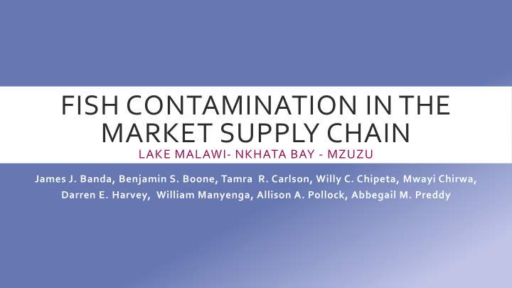 fish contamination in the market supply chain
