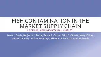 FISH CONTAMINATION IN THE  MARKET SUPPLY CHAIN  LAKE MALAWI- NKHATA BAY - MZUZU  James J. Banda,