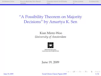 A Possibility Theorem on Majority  Decisions by Amartya K. Sen  Kian Mintz-Woo  University of