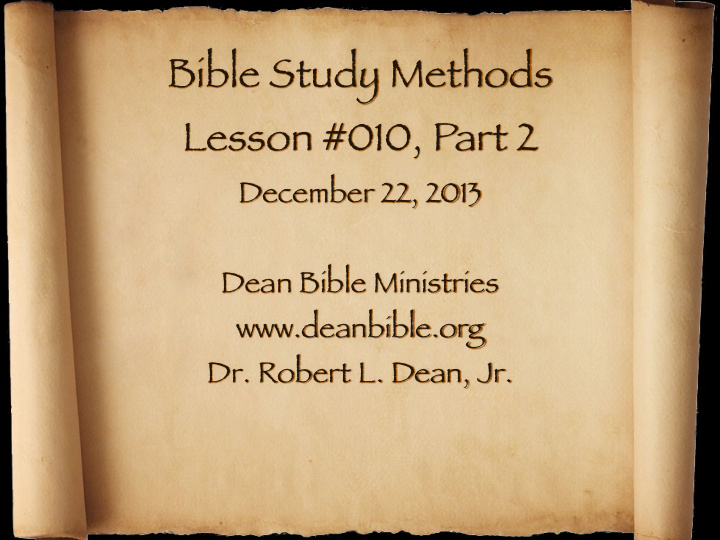 bible study methods lesson 010 part 2