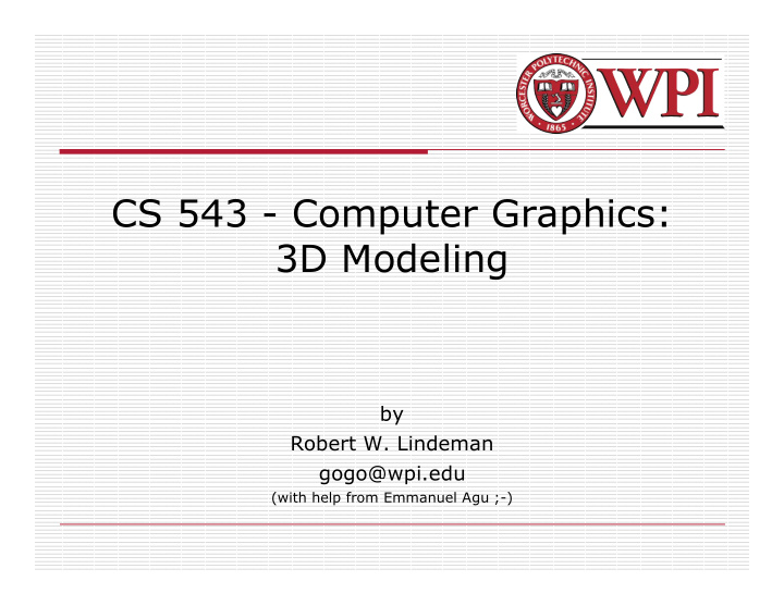 cs 543 computer graphics 3d modeling