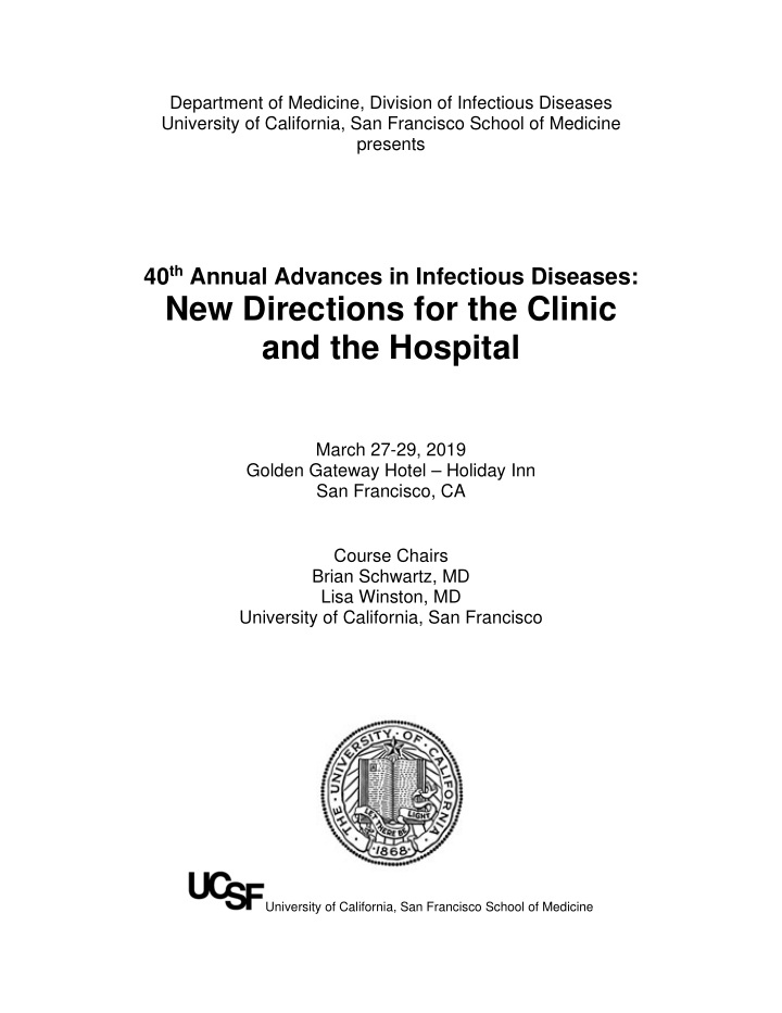 new directions for the clinic and the hospital