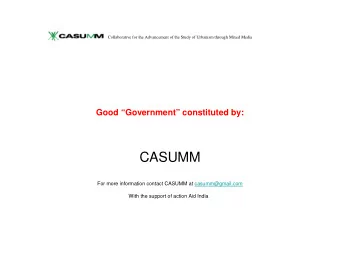 CASUMM  For more information contact CASUMM at casumm@gmail.com  With the support of action Aid