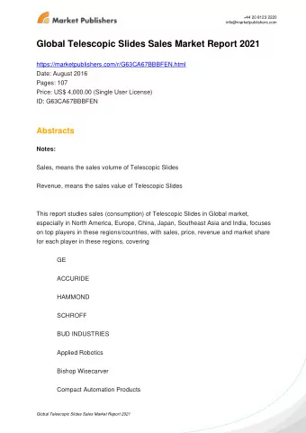 Global Telescopic Slides Sales Market Report 2021