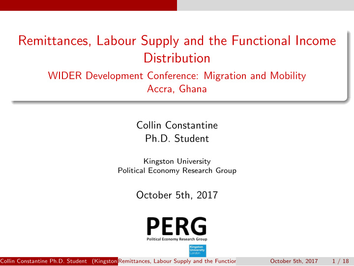 remittances labour supply and the functional income