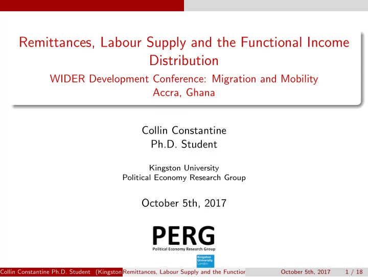 remittances labour supply and the functional income