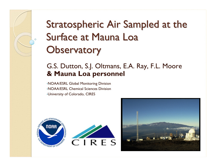 stratospheric air sampled at the stratospheric air
