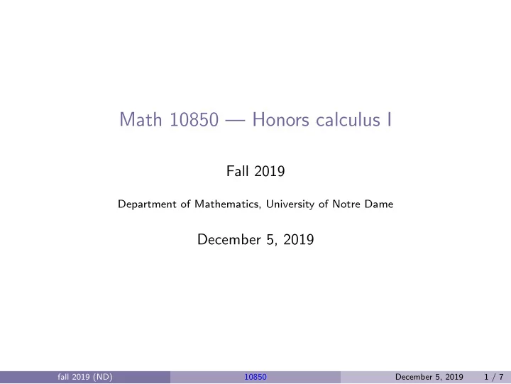 math 10850 honors calculus i