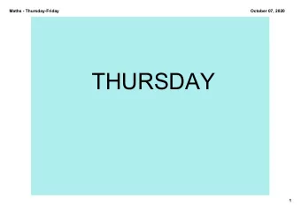 THURSDAY  1  Maths  ThursdayFriday  October 07, 2020