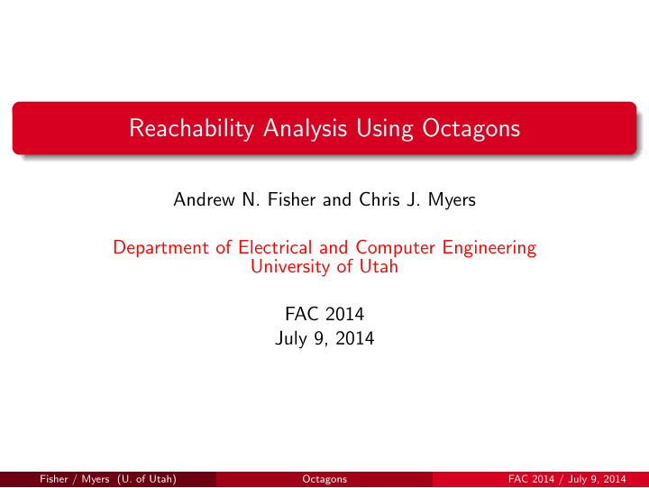 reachability analysis using octagons