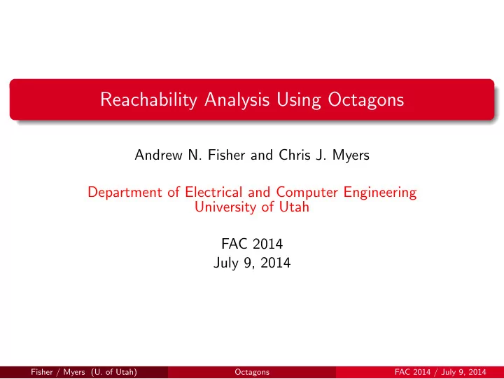reachability analysis using octagons