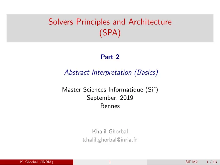 solvers principles and architecture spa