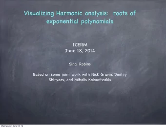 Visualizing Harmonic analysis:  roots of  exponential polynomials  ICERM  June 18, 2014  Sinai