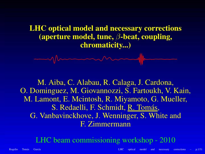 lhc optical model and necessary corrections aperture