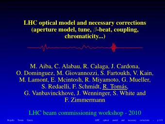 LHC optical model and necessary corrections (aperture model, tune,  -beat, coupling,