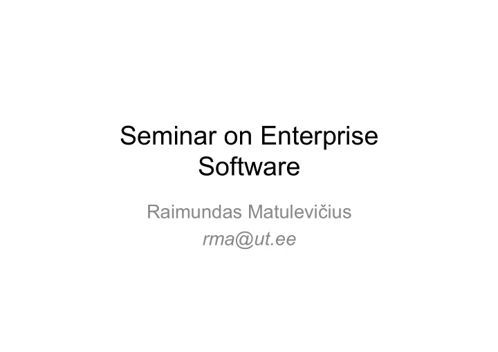 seminar on enterprise software