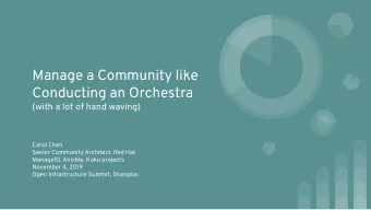 Manage a Community like  Conducting an Orchestra  (with a lot of hand waving)  Carol Chen  Senior