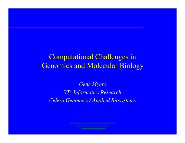 computational challenges in computational challenges in
