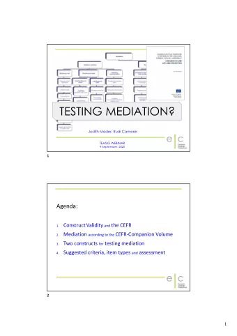Agenda: Construct Validity and the CEFR  1. Mediation according to the CEFR-Companion Volume  2.