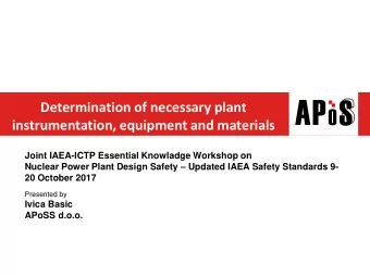 A S P O  Determination of necessary plant  instrumentation, equipment and materials  Joint