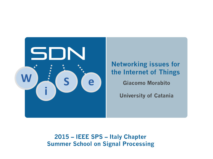 networking issues for the internet of things