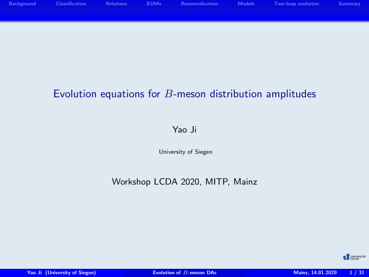 evolution equations for b meson distribution amplitudes