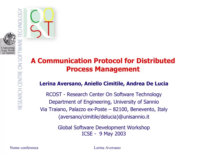 a communication protocol for distributed process