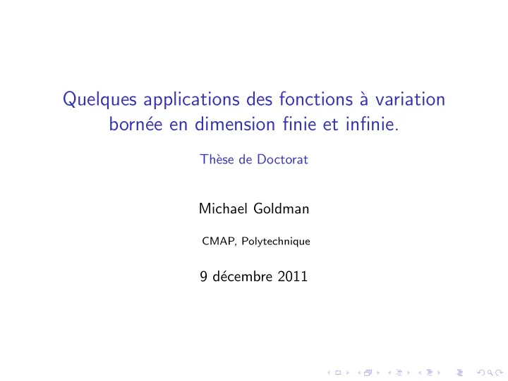 quelques applications des fonctions a variation born ee