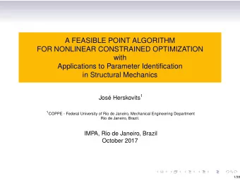 A FEASIBLE POINT ALGORITHM  FOR NONLINEAR CONSTRAINED OPTIMIZATION  with  Applications to Parameter
