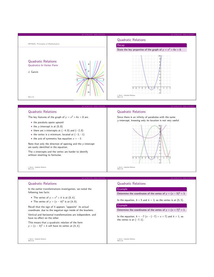 quadratic relations