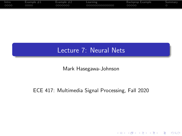 lecture 7 neural nets