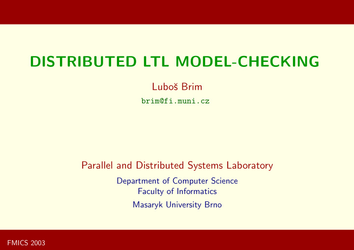 distributed ltl model checking